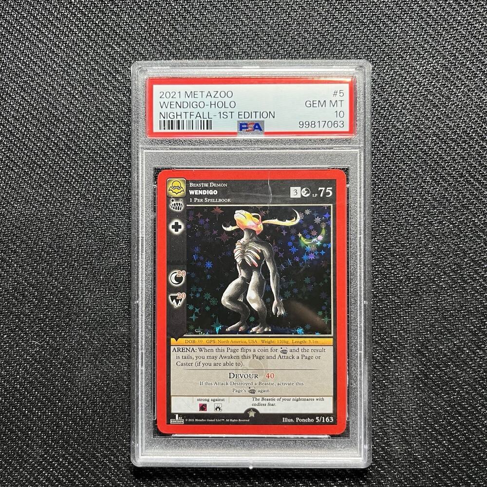 Metazoo Wendigo PSA 10 Gem Mint Nightfall Full Holo Rare Card 5/163